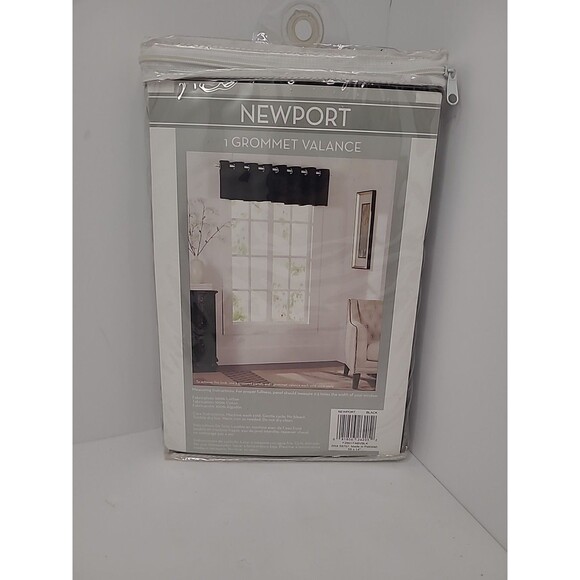 Newport Grommet Valance Set Black 58" x 14" Cotton Home Decor Top Treatment - Picture 5 of 5